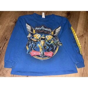 Vintage Kids Blue Power Rangers Mystic Force Long Sleeve T-Shirt Size 6/7 y2k‎